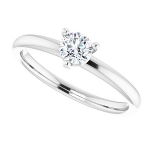 14K White 4.4 mm Round Engagement Ring Mounting