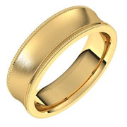 14K Yellow 6 mm Milgrain Concave Comfort Fit Band Size 5.5