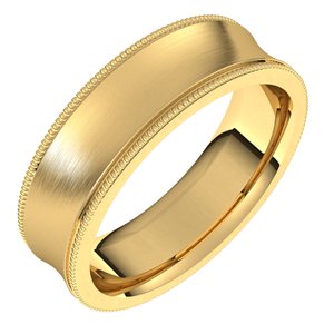 14K Yellow 6 mm Milgrain Concave Comfort Fit Band Size 5.5
