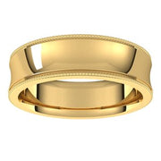 14K Yellow 6 mm Milgrain Concave Comfort Fit Band Size 5.5