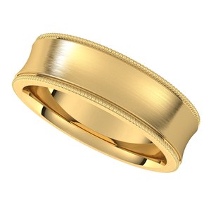 14K Yellow 6 mm Milgrain Concave Comfort Fit Band Size 5.5