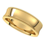 14K Yellow 6 mm Milgrain Concave Comfort Fit Band Size 5.5