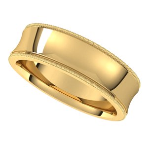 14K Yellow 6 mm Milgrain Concave Comfort Fit Band Size 5.5