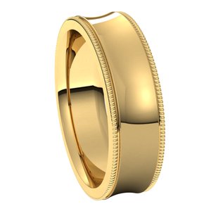 14K Yellow 6 mm Milgrain Concave Comfort Fit Band Size 5.5