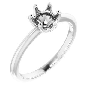 14K White 5.8 mm Round Engagement Ring Mounting