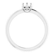 14K White 6x4 mm Oval Engagement Ring Mounting