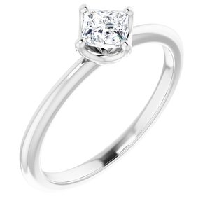 Sterling Silver 4 mm Square Engagement Ring Mounting