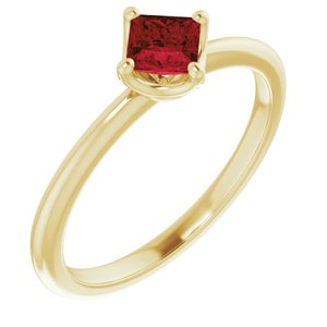 14K Yellow 4 mm Square Engagement Ring Mounting