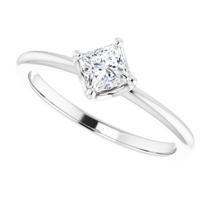 14K White 4 mm Square Engagement Ring Mounting