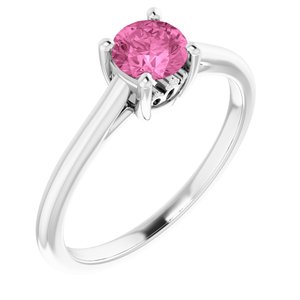 14K White 5.2 mm Round Hidden Crown Solitaire Engagement Ring Mounting