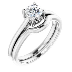 14K White 5.2 mm Round Hidden Crown Solitaire Engagement Ring Mounting