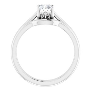 14K White 5.2 mm Round Hidden Crown Solitaire Engagement Ring Mounting
