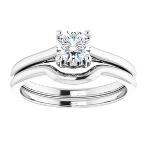 14K White 5.2 mm Round Hidden Crown Solitaire Engagement Ring Mounting