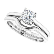 14K White 5.2 mm Round Hidden Crown Solitaire Engagement Ring Mounting
