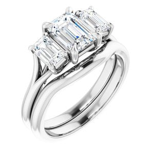 18K White 7x5 mm Emerald Engagement Ring Mounting