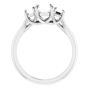 18K White 7x5 mm Emerald Engagement Ring Mounting
