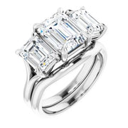 Platinum 9x7 mm Emerald Engagement Ring Mounting