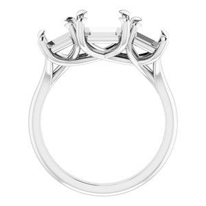 Platinum 9x7 mm Emerald Engagement Ring Mounting