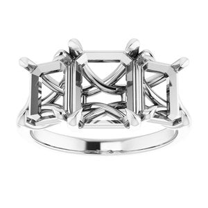 Platinum 9x7 mm Emerald Engagement Ring Mounting