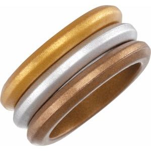 Set of 3 Silicone Metallic Rings Size 7