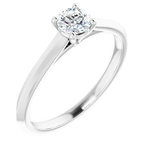 18K White 4.4 mm Round Solitaire Engagement Ring Mounting