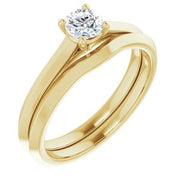 14K Yellow 4.4 mm Round Solitaire Engagement Ring Mounting