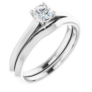 18K White 4.4 mm Round Solitaire Engagement Ring Mounting