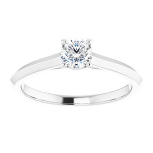 18K White 4.4 mm Round Solitaire Engagement Ring Mounting