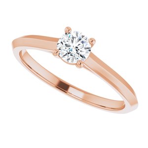 14K Rose 4.4 mm Round Solitaire Engagement Ring Mounting