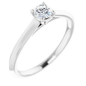 Sterling Silver 4.1 mm Round Solitaire Engagement Ring Mounting