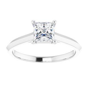 Sterling Silver 5 mm Square Solitaire Engagement Ring Mounting