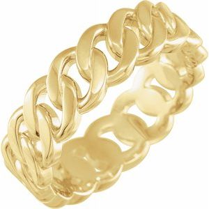 14K Yellow 6 mm Chain Link Band Size 7