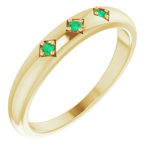 14K Yellow Emerald Stackable Ring