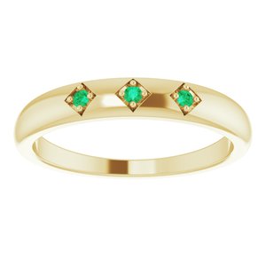14K Yellow Emerald Stackable Ring
