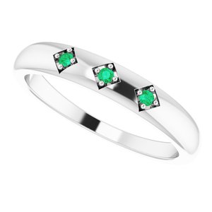 14K White Emerald Stackable Ring