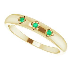 14K Yellow Emerald Stackable Ring