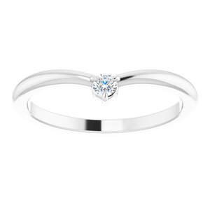 Platinum .06 CT Diamond Stackable V Ring