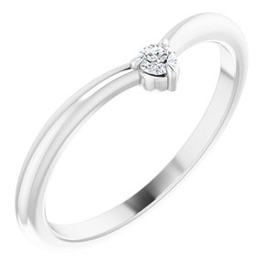 Platinum .06 CT Diamond Stackable V Ring