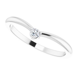 Platinum .06 CT Diamond Stackable V Ring