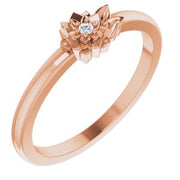 14K Rose .015 CT Diamond Flower Ring Size 7