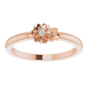 14K Rose .015 CT Diamond Flower Ring Size 7