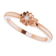 14K Rose .015 CT Diamond Flower Ring Size 7
