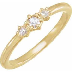 14K Yellow 1/8 CTW Rose-Cut Diamond Three-Stone Ring