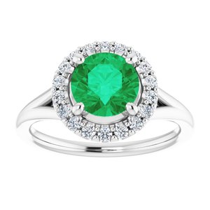 18K White 7 mm Round Engagement Ring Mounting