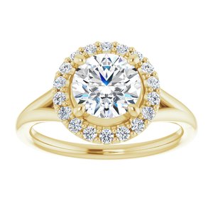 14K Yellow 7 mm Round Engagement Ring Mounting
