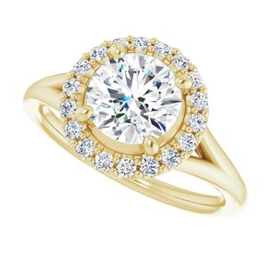 14K Yellow 7 mm Round Engagement Ring Mounting