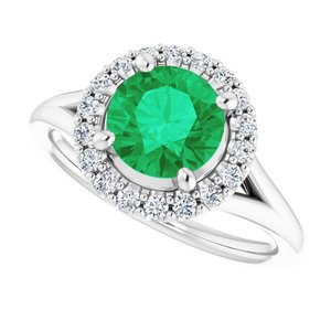 18K White 7 mm Round Engagement Ring Mounting