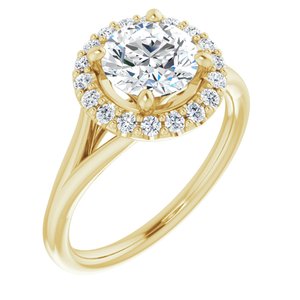 14K Yellow 7 mm Round Engagement Ring Mounting