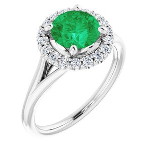 18K White 7 mm Round Engagement Ring Mounting