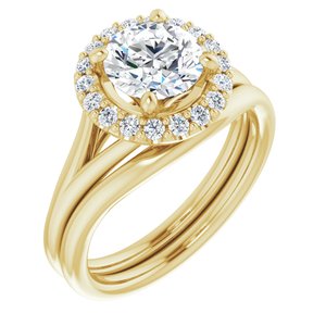 14K Yellow 7 mm Round Engagement Ring Mounting